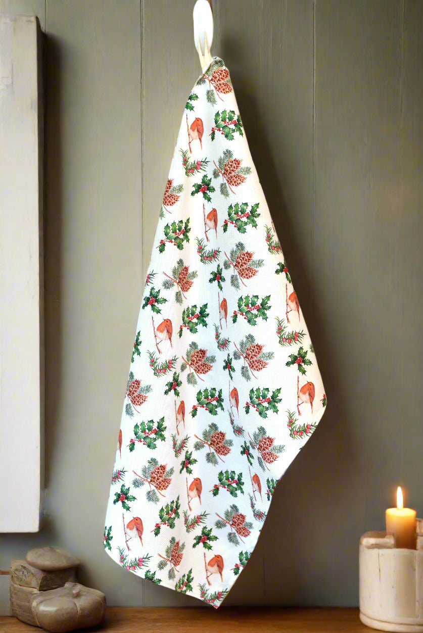 Robin Winter organic cotton tea towel