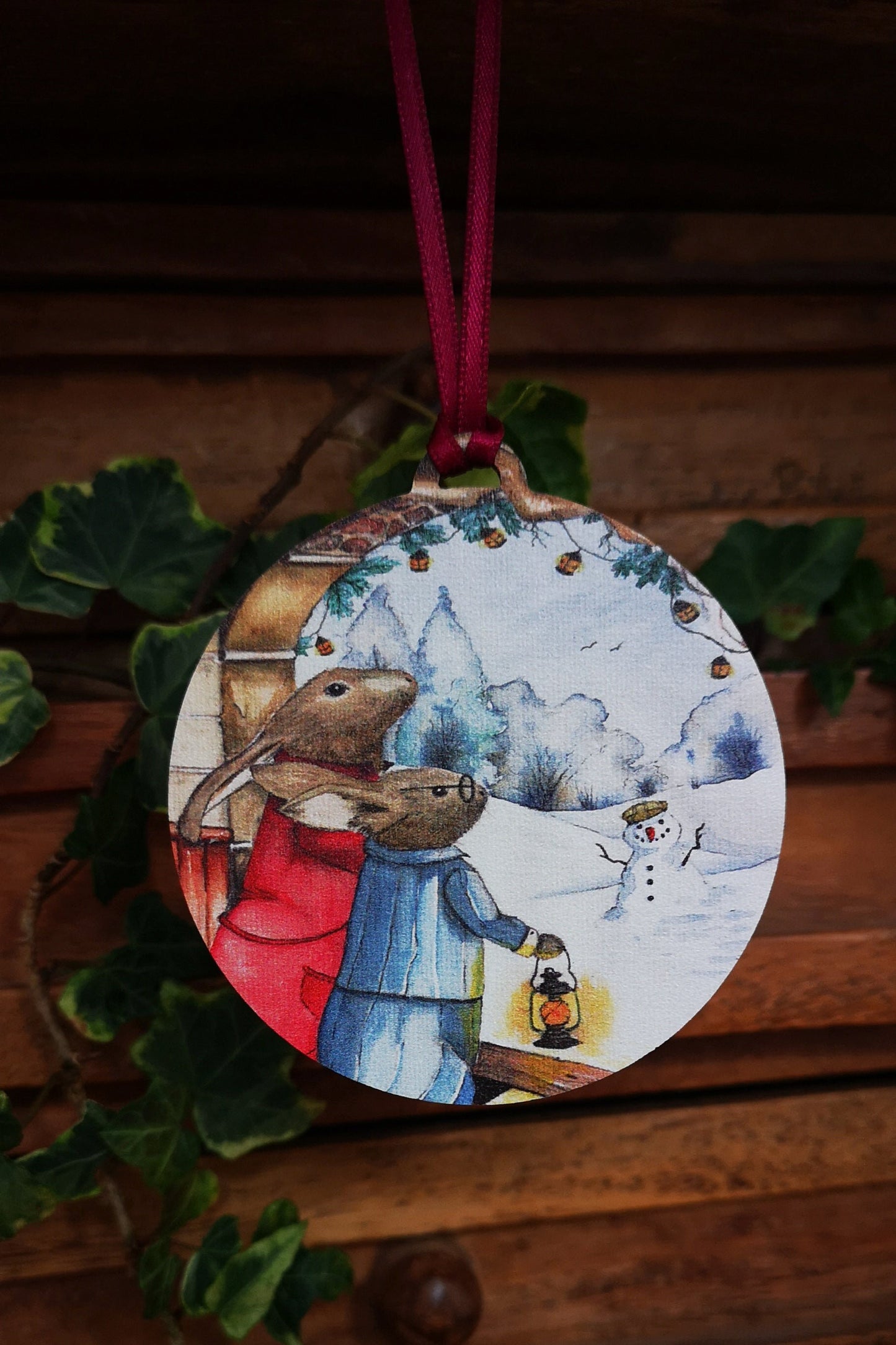 Christmas Morning wooden tree decoration