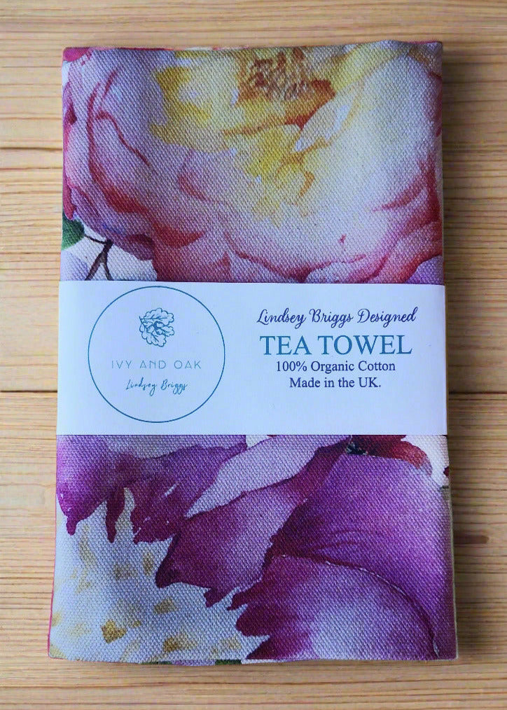 Flower Burst Organic tea towel