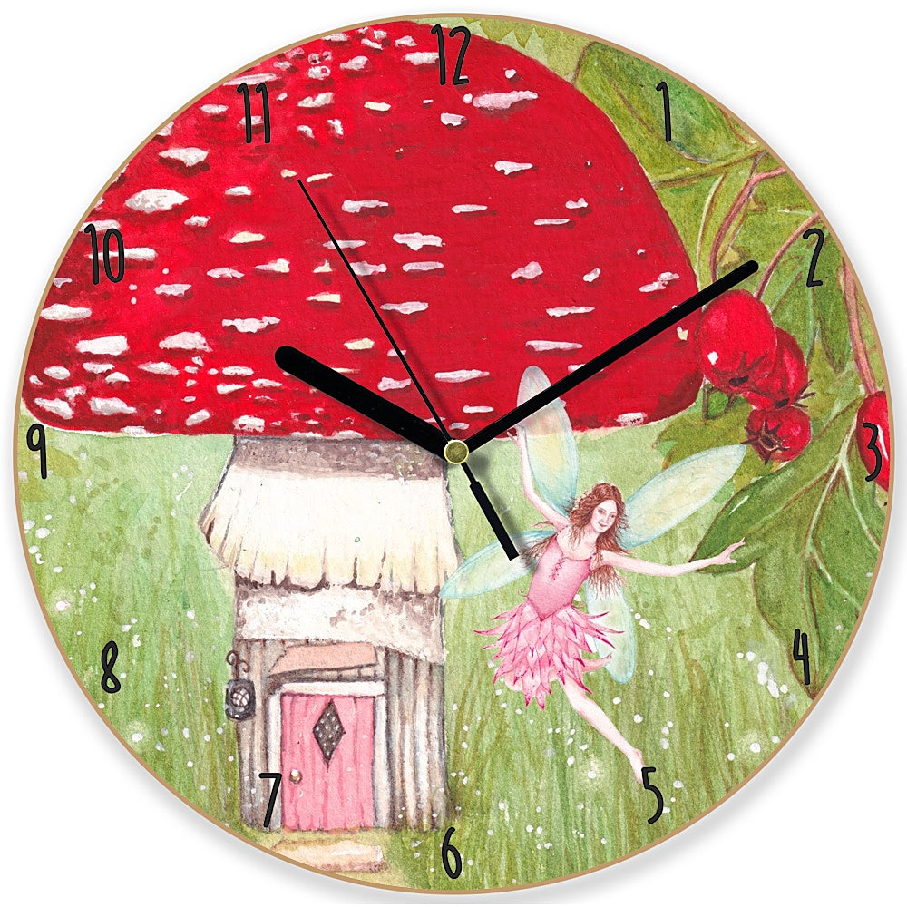 Wooden Fairy Garden wall clock
