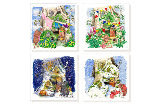 "Hedgehog House" 4 pack greeting cards.