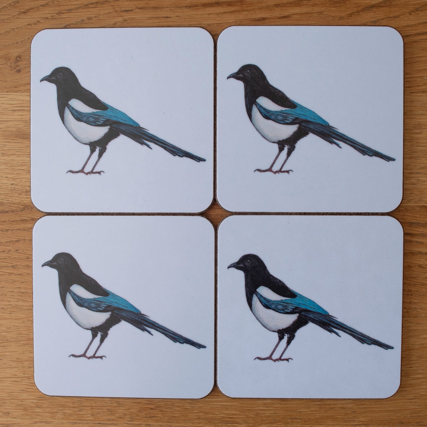 4 x Magpie Luxury Coasters.