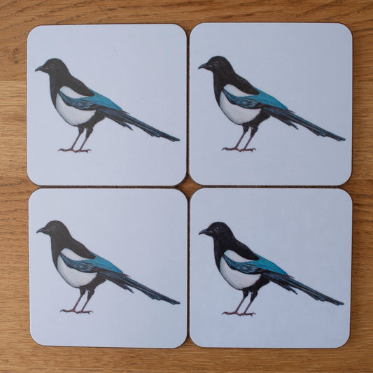 4 x Magpie Luxury Coasters.