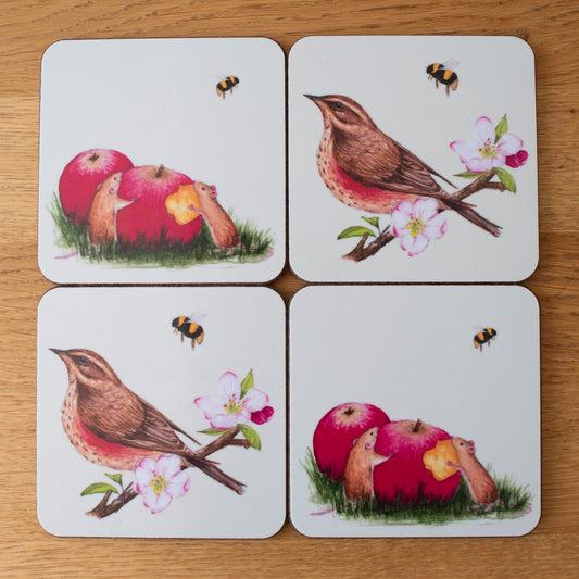 4 x Orchard Tales luxury coasters.