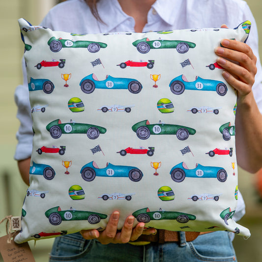 Vintage Race Cars panama cotton cushion