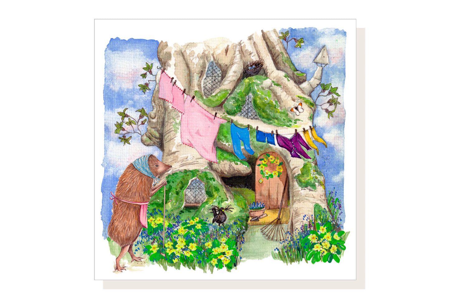 Spring Hedgehog House Greeting Card