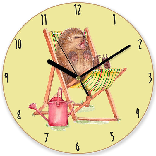 Wooden Sleepy Hedgehog wall clock